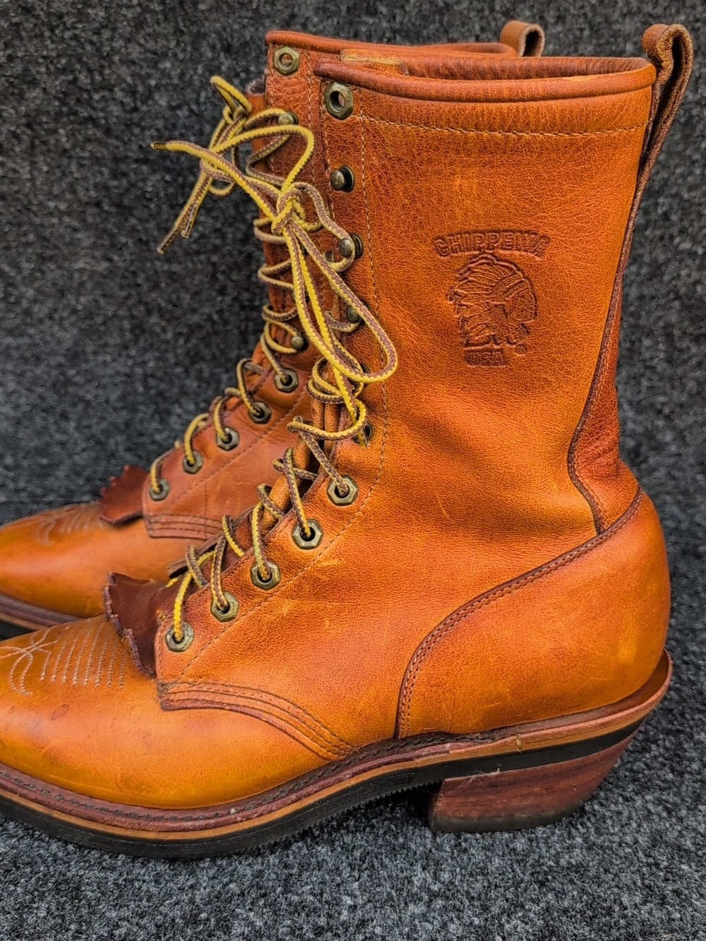 Vtg Chippewa Midwestern Packer Boots Mens 9.5D Brown Leather Logger Workwear USA - Picture 7 of 16